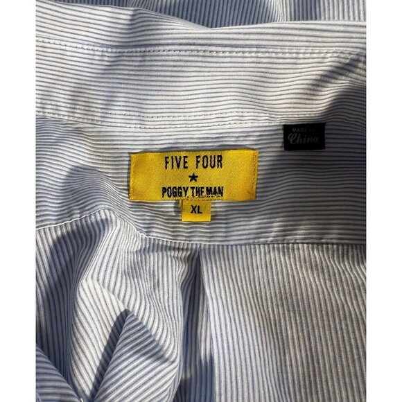 Five Four Poggy Man Men's Shirt XL Blue White Striped Long Sleeve Button Up - Picture 5 of 7